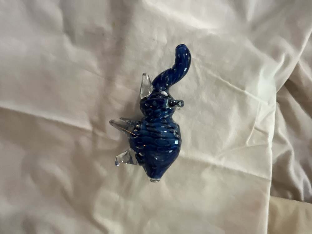 Hand-Blown Blue Glass Elephant Piece